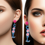 "Colorful Beaded 'COOL' Statement Earrings – Handmade Bold Letter Dangle Jewelry" - Image 3