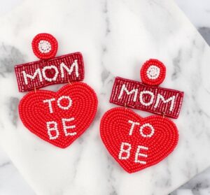 Beaded “Mom To Be” Statement Earrings – Baby Shower Jewelry - Image 2