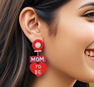 Beaded “Mom To Be” Statement Earrings – Baby Shower Jewelry