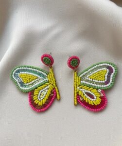 Handmade Beaded Butterfly Earrings – Colorful Boho Statement Jewelry