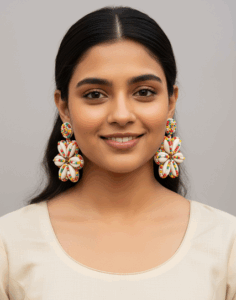 Handmade Beaded Floral Earrings | Cowrie Shell Boho Jewellery | Kaur Trends