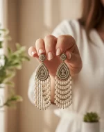 Pearl Chandelier Earrings for Women – Long Drop Dangle Statement Jewelry | Kaur Trends - Image 2